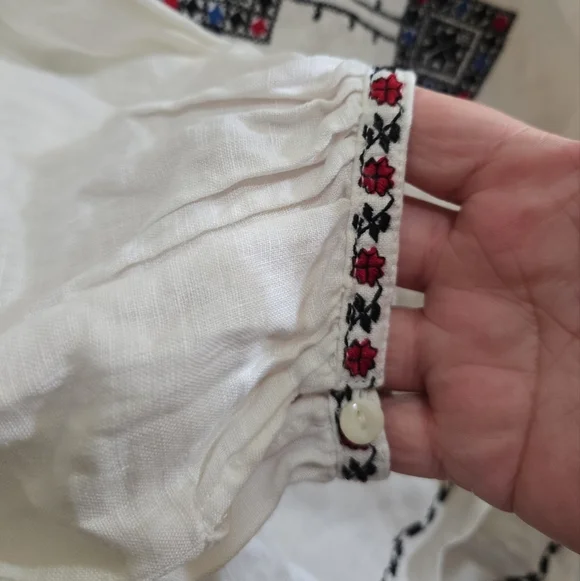 NWT Alex Mill Nadya Embroidered Linen White Blouse Small Boho Peasant - Picture 8 of 8